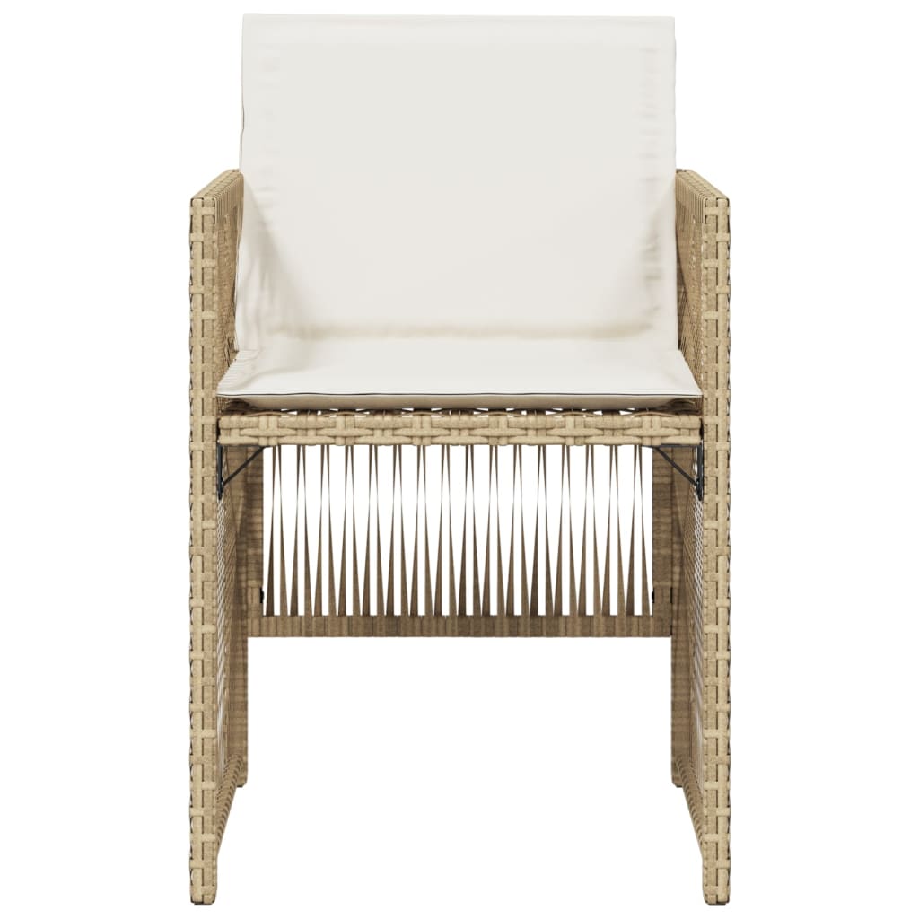havestole 4 stk. med hynder polyrattan beige