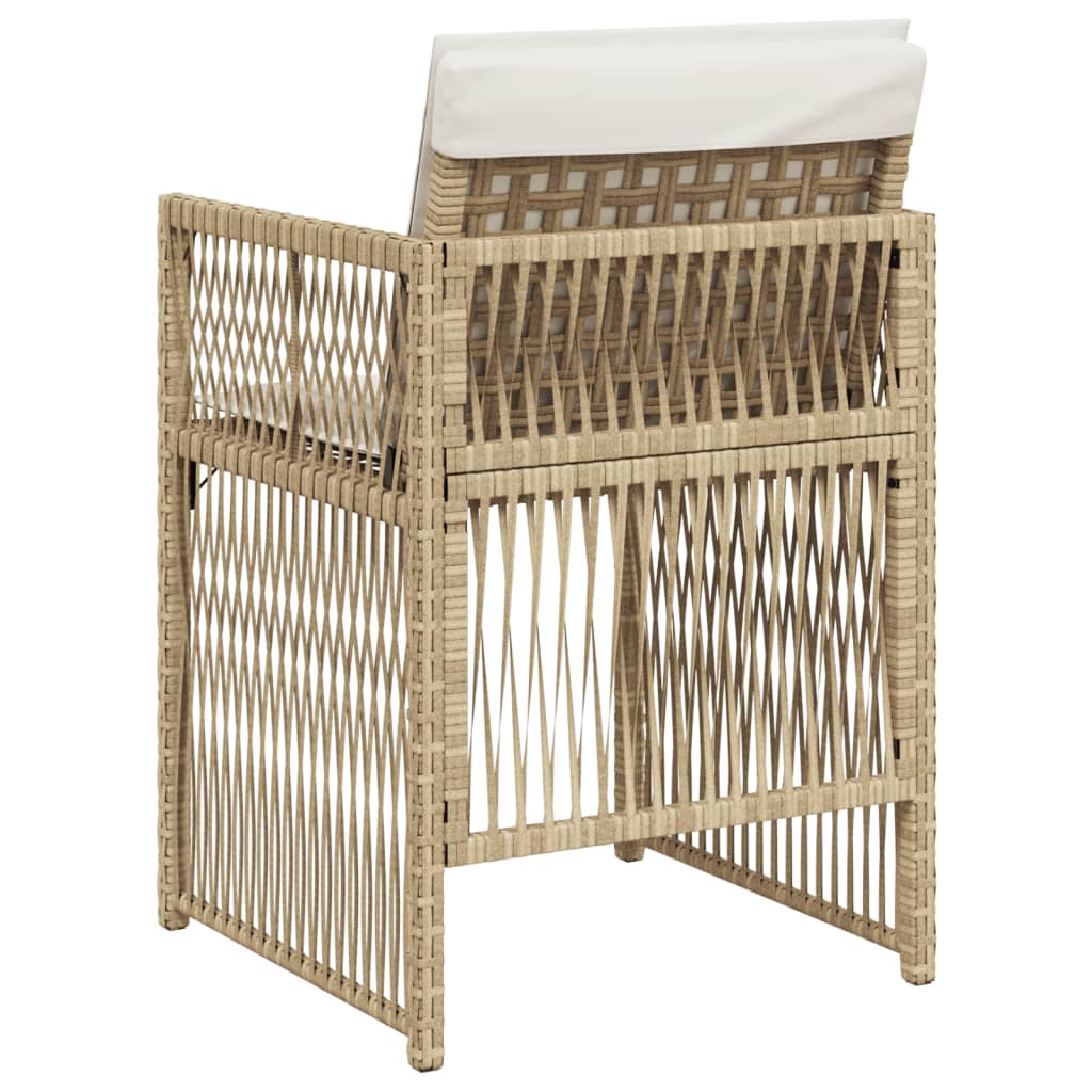 havestole 4 stk. med hynder polyrattan beige