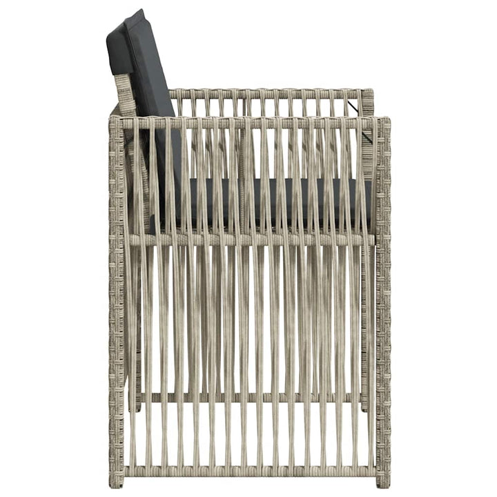 havestole 4 stk. med hynder polyrattan lysegrå