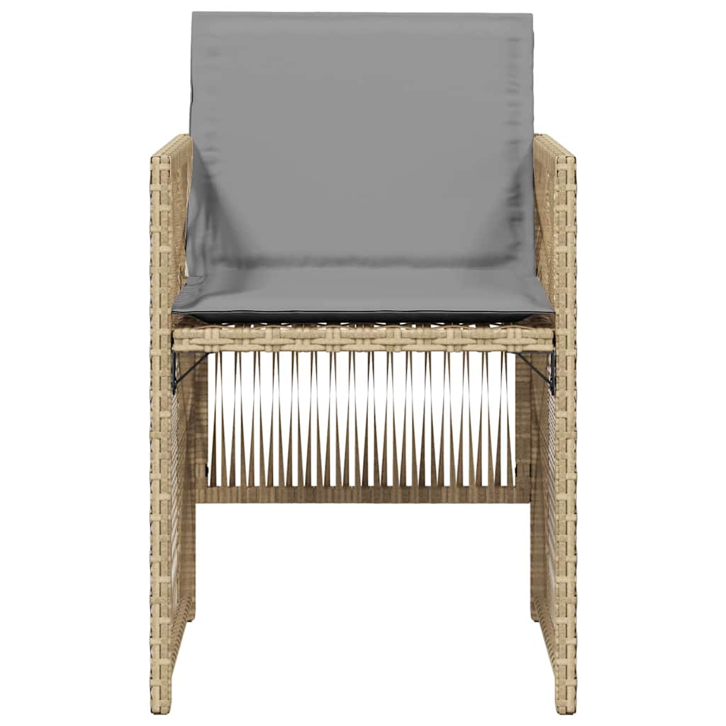 havestole 4 stk. med hynder polyrattan blandet beige