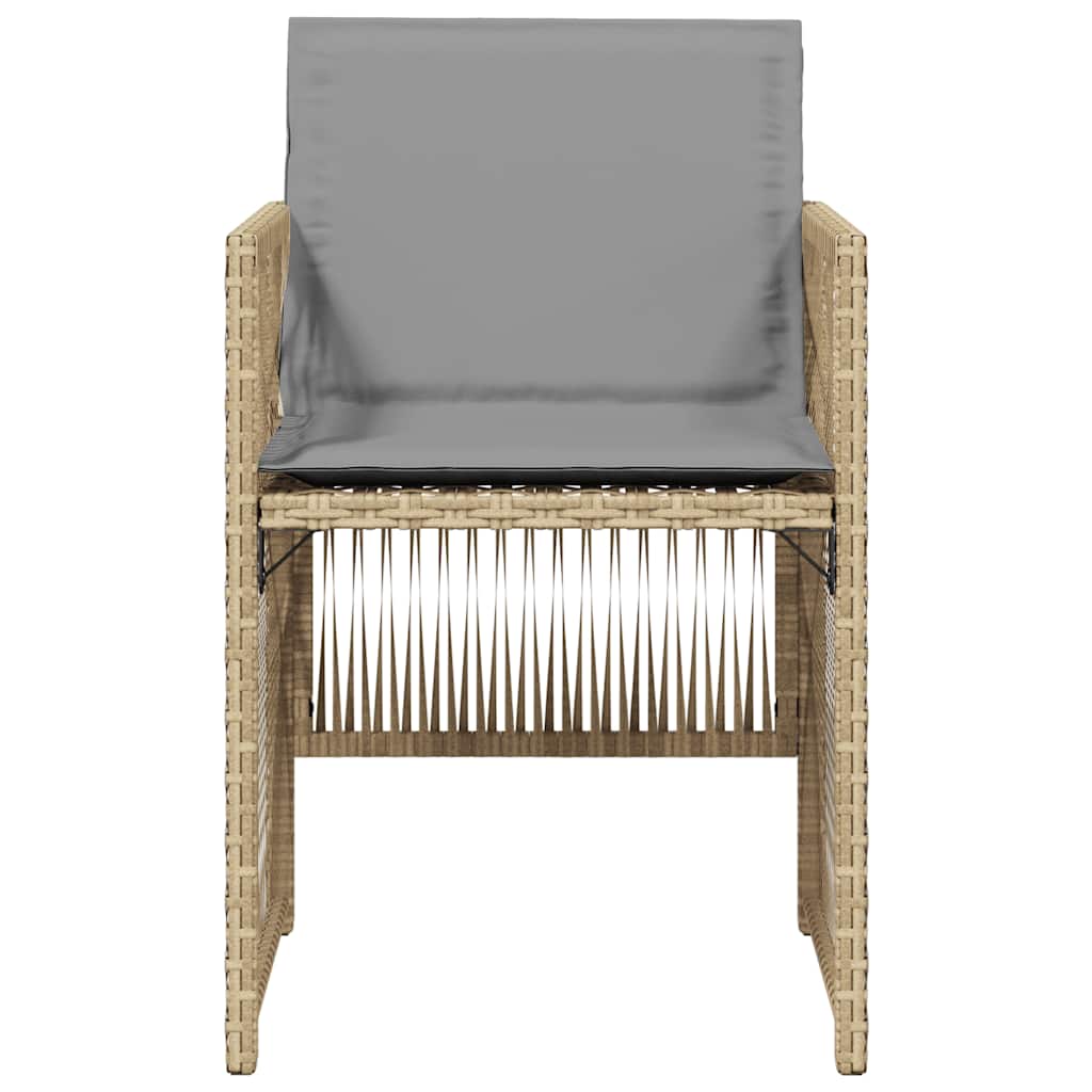 havestole 4 stk. med hynder polyrattan blandet beige