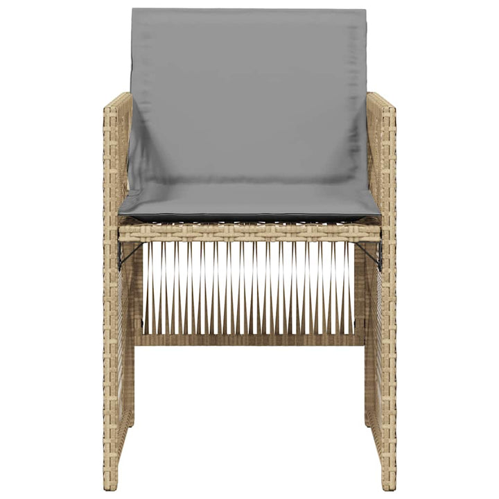 havestole 4 stk. med hynder polyrattan blandet beige