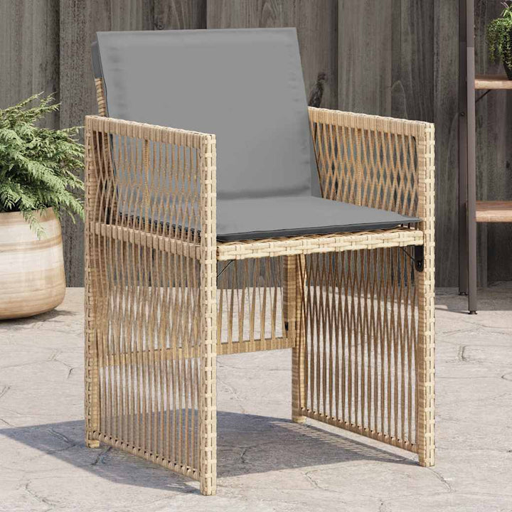 havestole 4 stk. med hynder polyrattan blandet beige