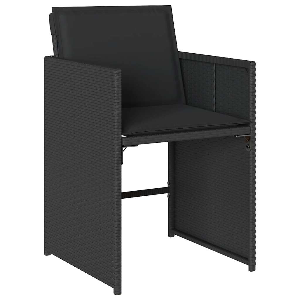 havestole med hynder 4 stk. polyrattan sort