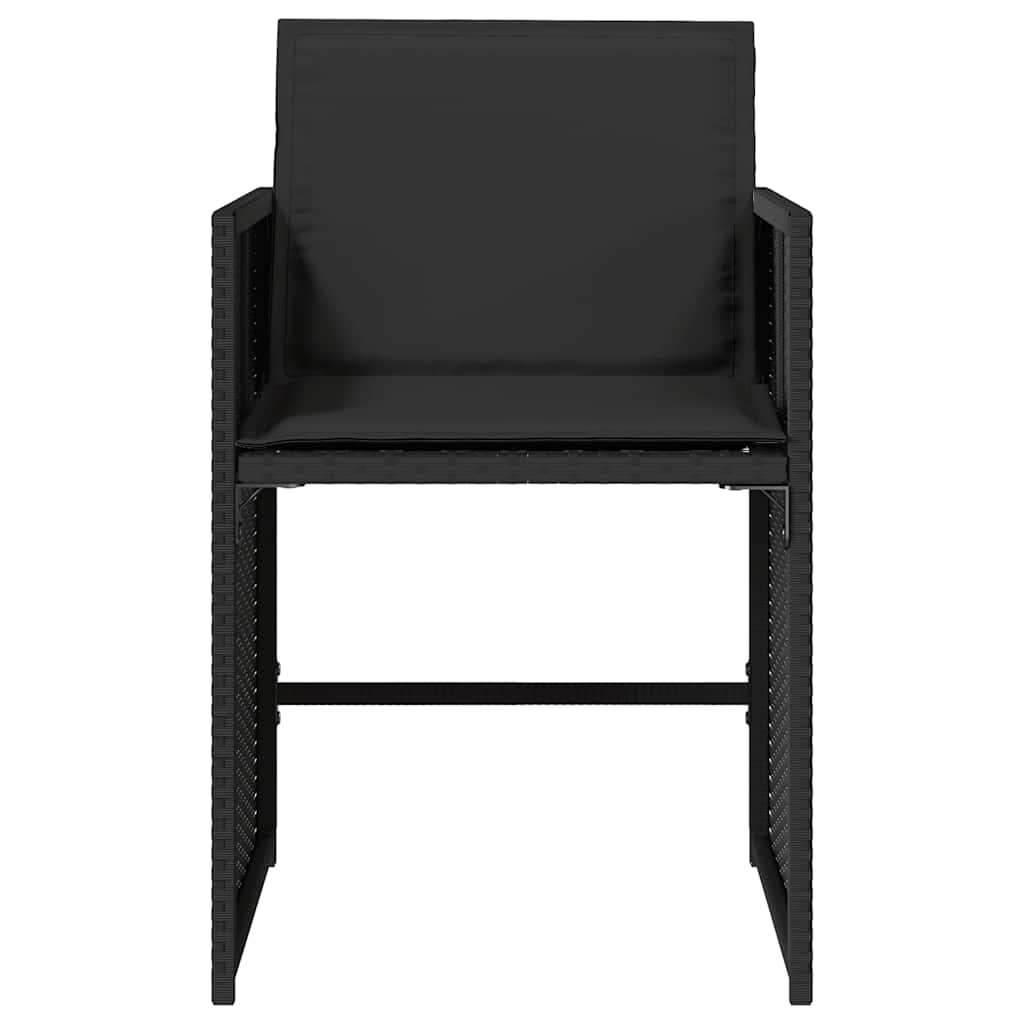 havestole med hynder 4 stk. polyrattan sort