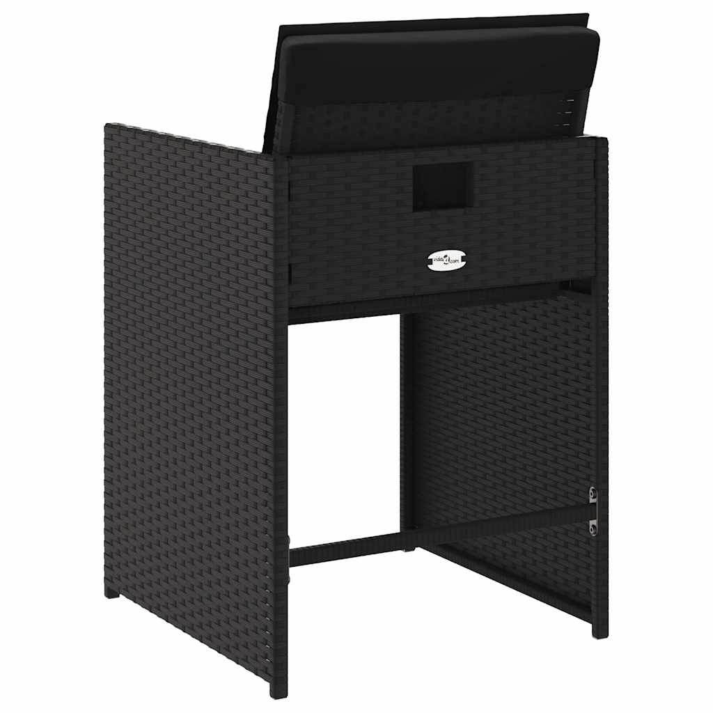 havestole med hynder 4 stk. polyrattan sort