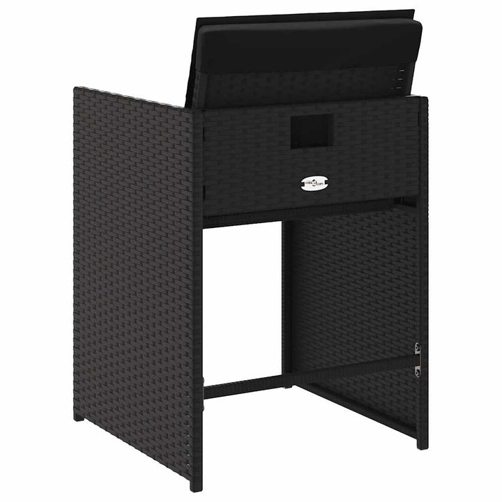 havestole med hynder 4 stk. polyrattan sort