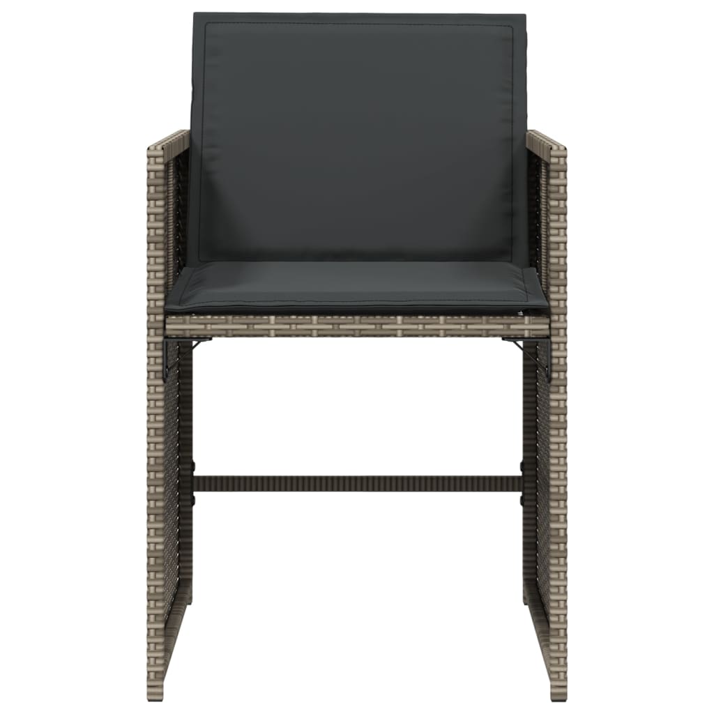 havestole med hynder 4 stk. polyrattan grå