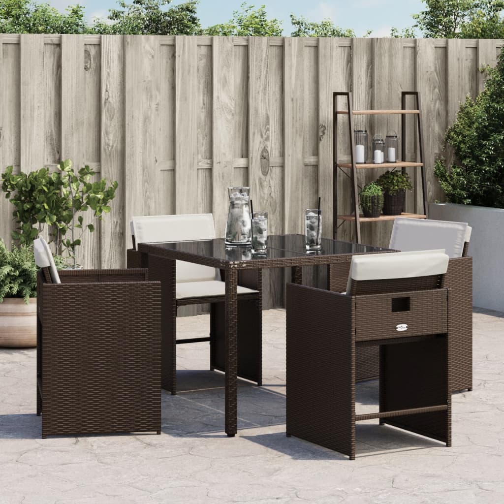 havestole 4 stk. med hynder polyrattan brun