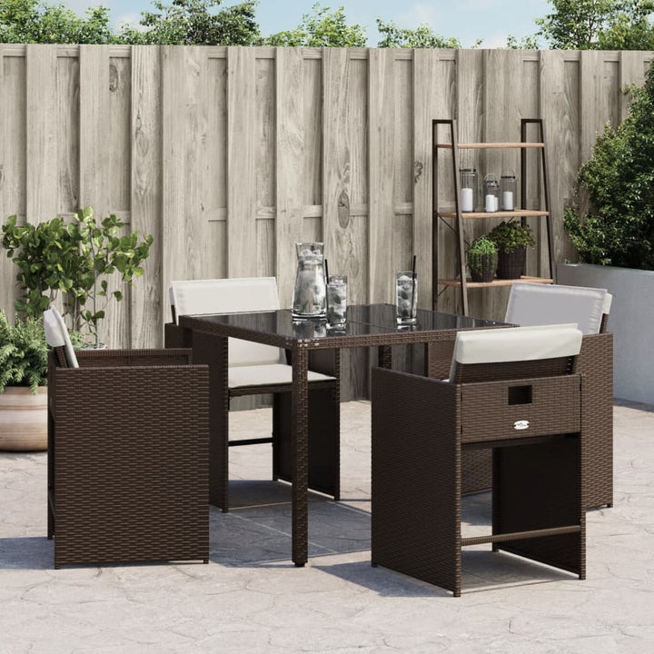 havestole 4 stk. med hynder polyrattan brun