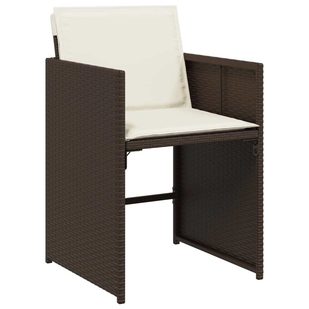 havestole 4 stk. med hynder polyrattan brun