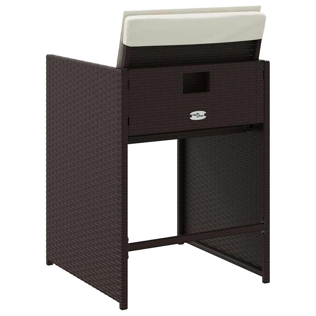 havestole 4 stk. med hynder polyrattan brun