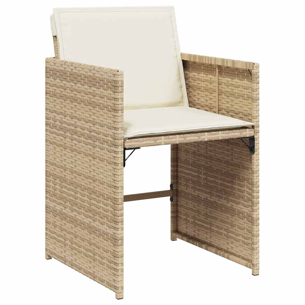 havestole 4 stk. med hynder polyrattan beige