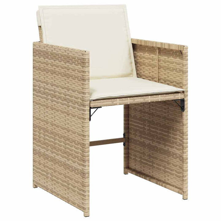 havestole 4 stk. med hynder polyrattan beige