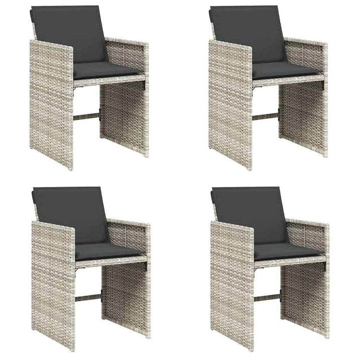 havestole 4 stk. med hynder polyrattan lysegrå
