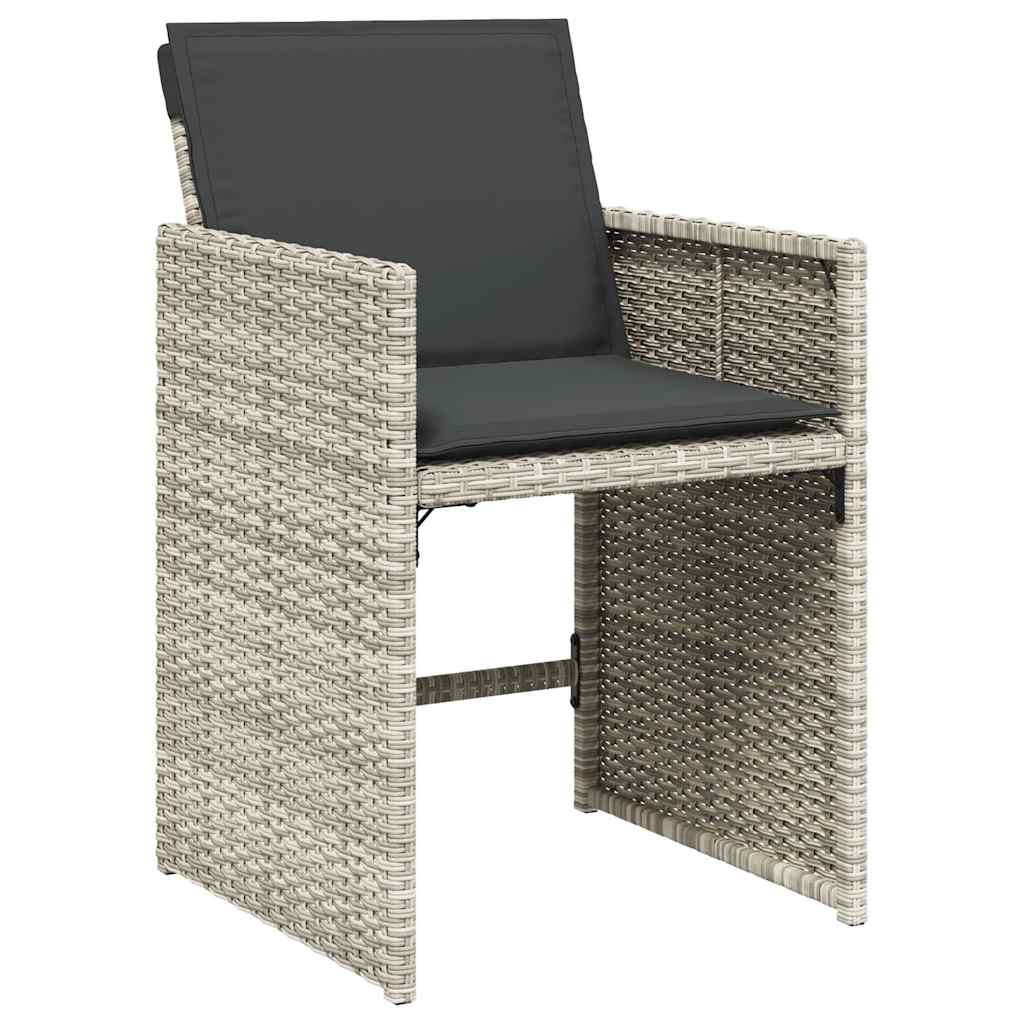 havestole 4 stk. med hynder polyrattan lysegrå