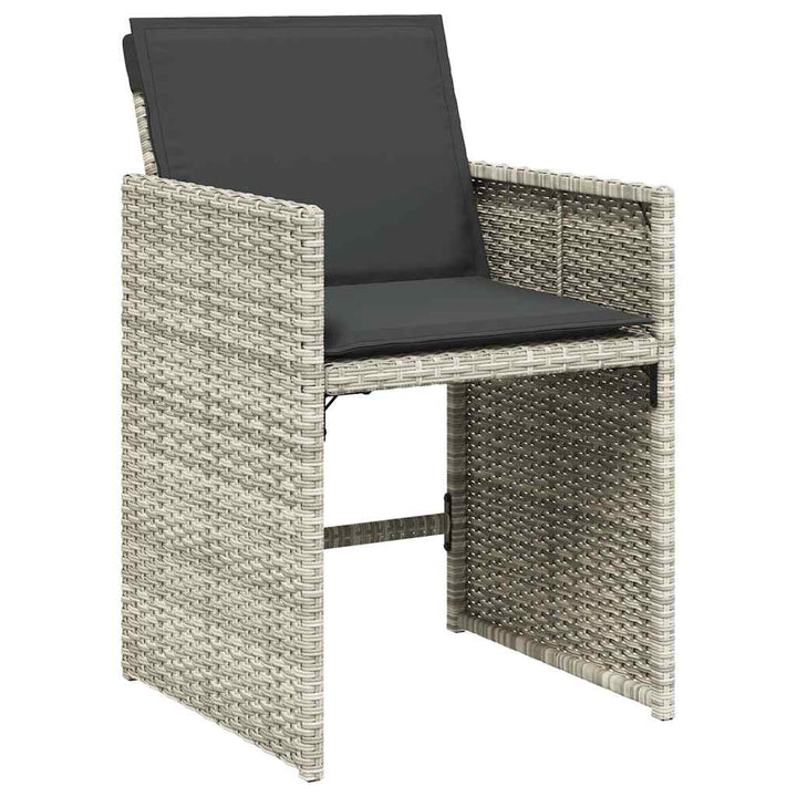 havestole 4 stk. med hynder polyrattan lysegrå