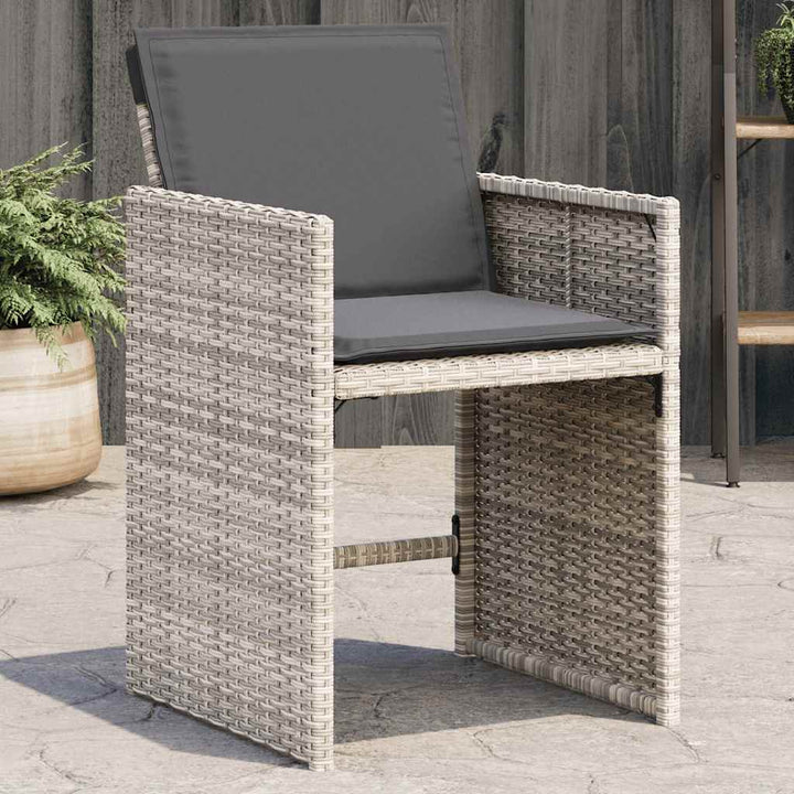 havestole 4 stk. med hynder polyrattan lysegrå