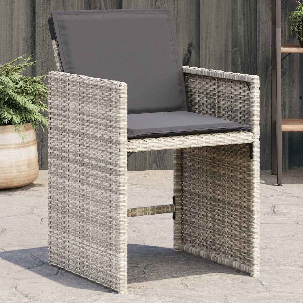 havestole 4 stk. med hynder polyrattan lysegrå