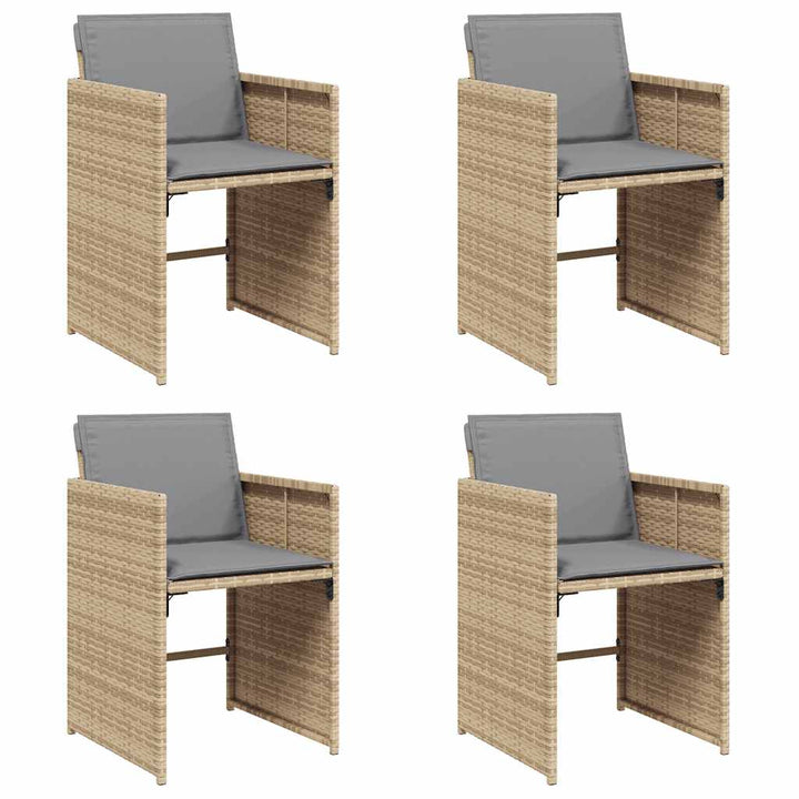 havestole 4 stk. med hynder polyrattan blandet beige