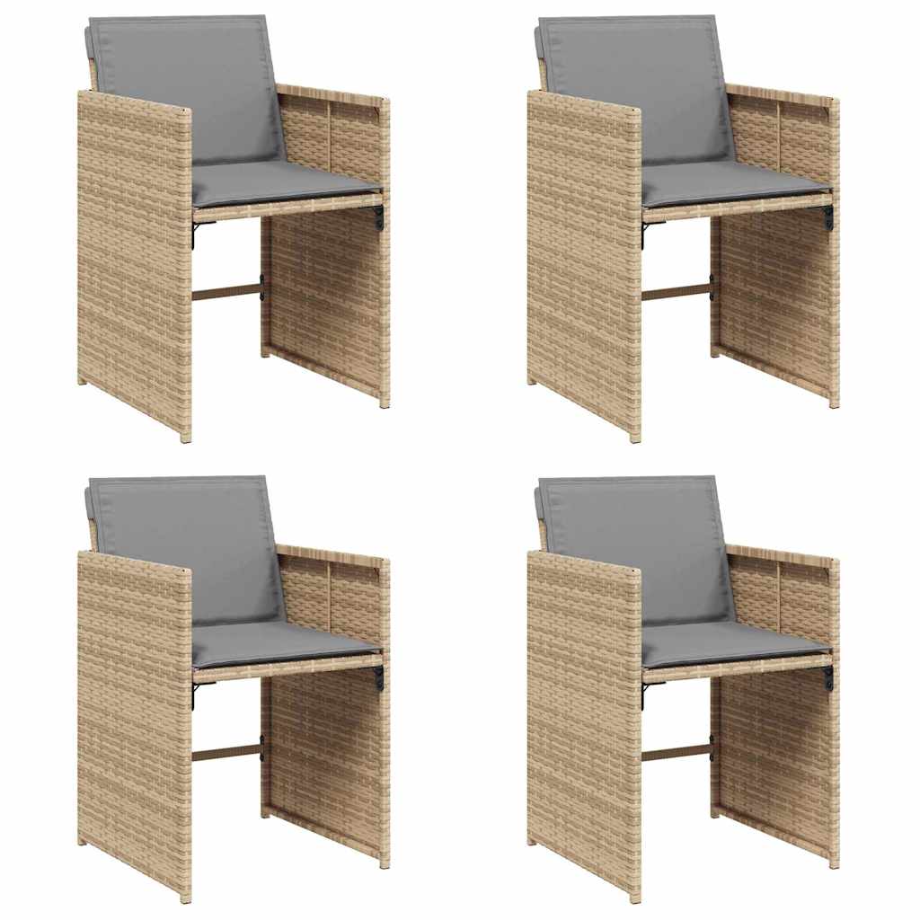 havestole 4 stk. med hynder polyrattan blandet beige