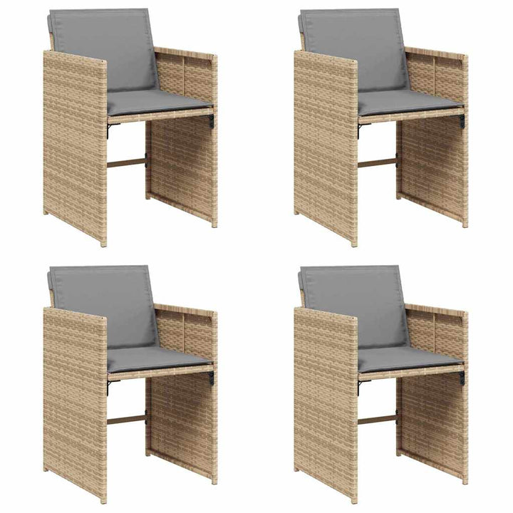 havestole 4 stk. med hynder polyrattan blandet beige