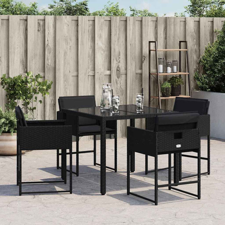 havestole med hynder 4 stk. polyrattan sort