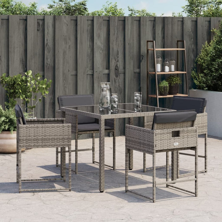 havestole med hynder 4 stk. polyrattan grå