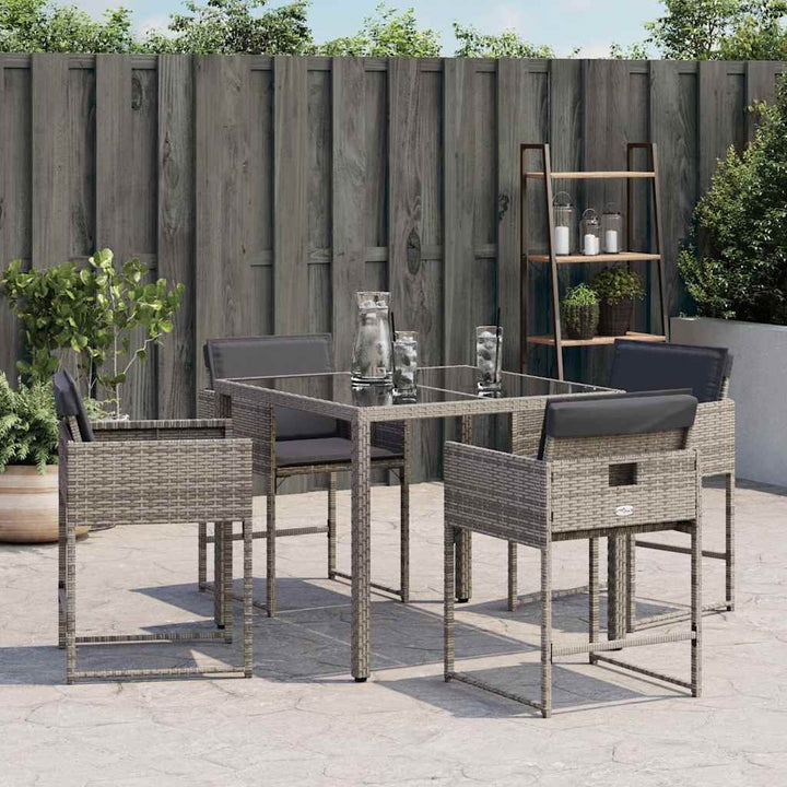 havestole med hynder 4 stk. polyrattan grå