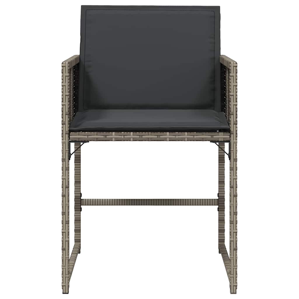 havestole med hynder 4 stk. polyrattan grå