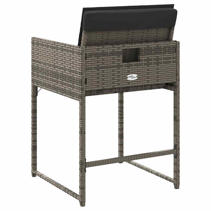 havestole med hynder 4 stk. polyrattan grå