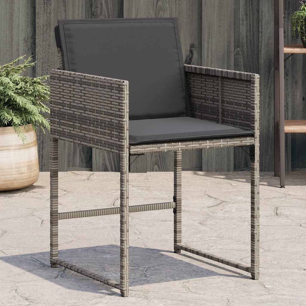havestole med hynder 4 stk. polyrattan grå