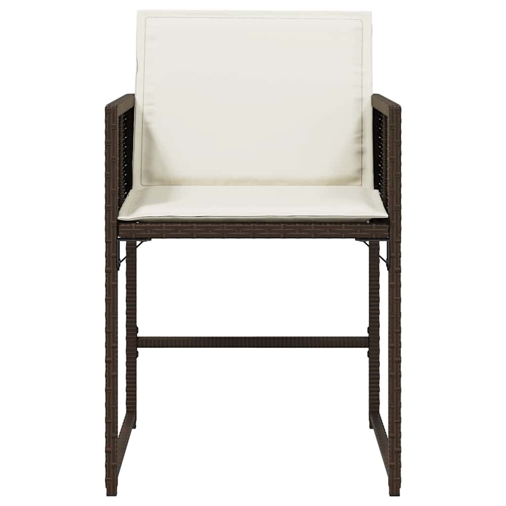 havestole 4 stk. med hynder polyrattan brun