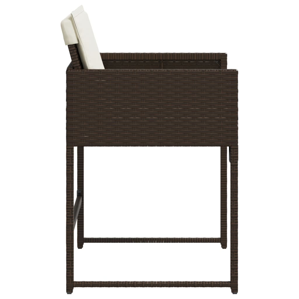 havestole 4 stk. med hynder polyrattan brun