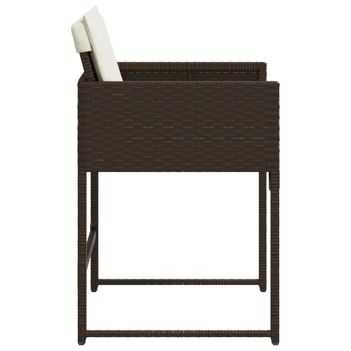 havestole 4 stk. med hynder polyrattan brun