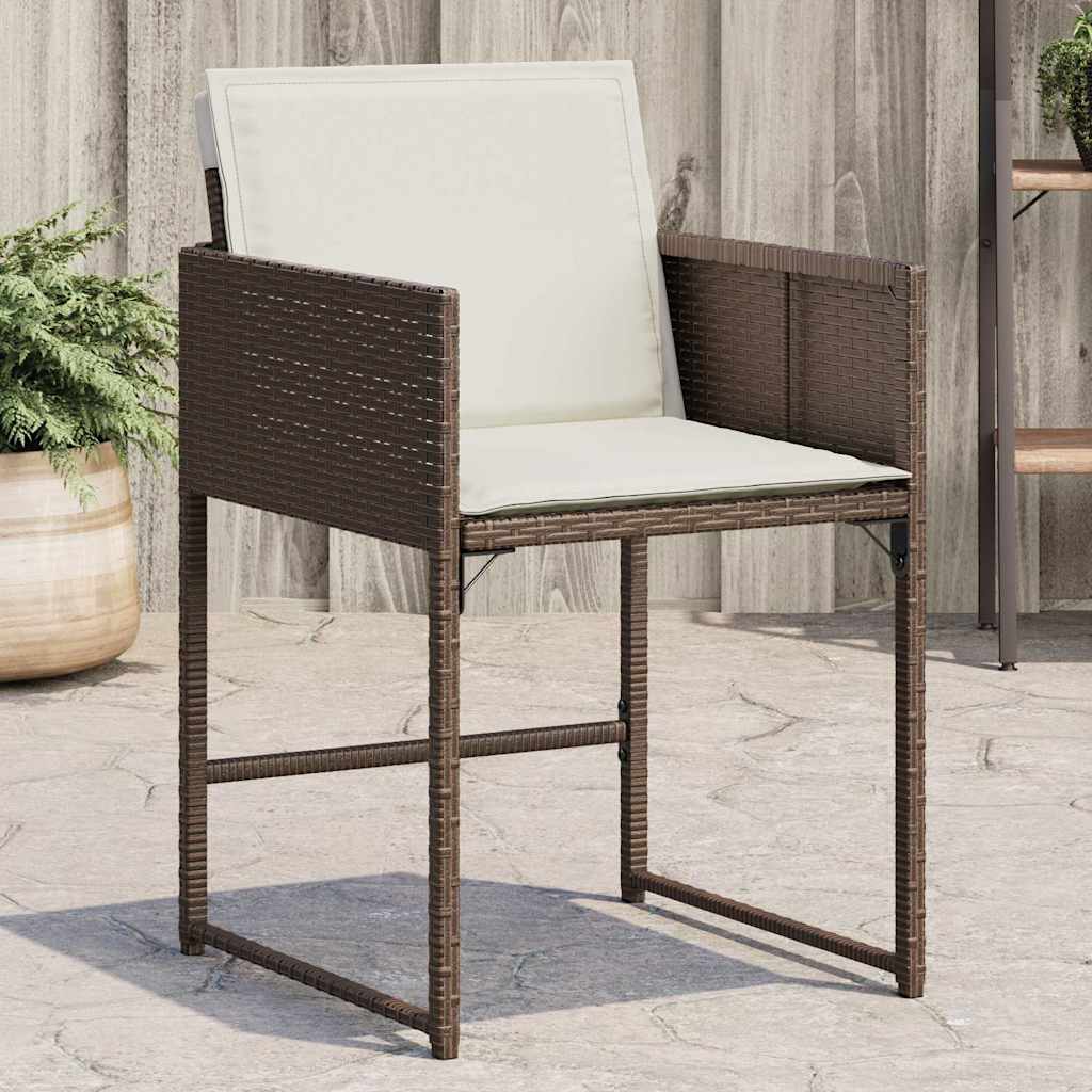havestole 4 stk. med hynder polyrattan brun