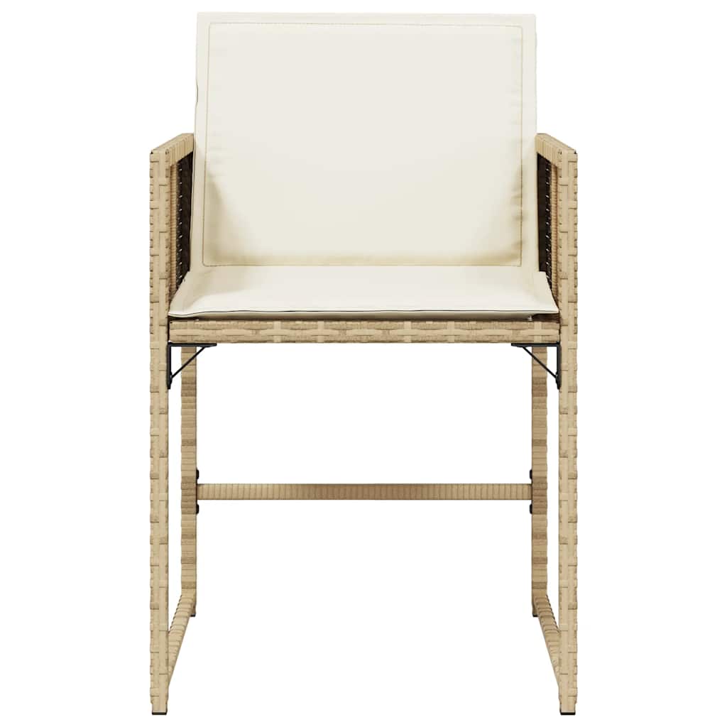 havestole 4 stk. med hynder polyrattan beige