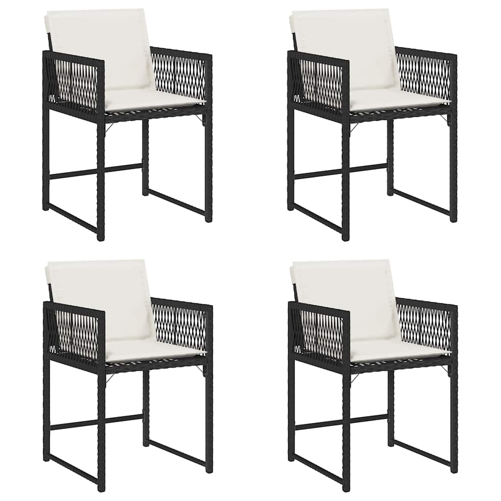havestole med hynder 4 stk. polyrattan sort