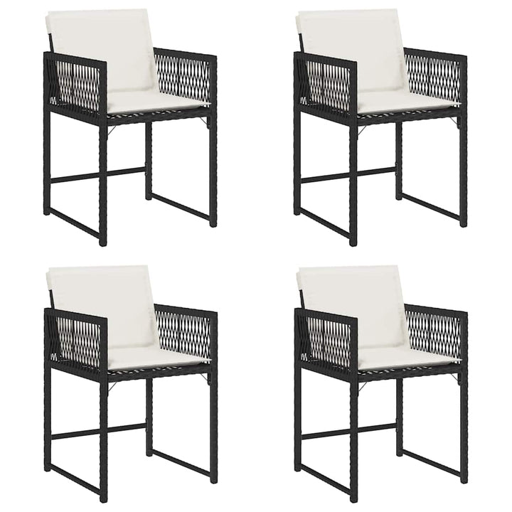 havestole med hynder 4 stk. polyrattan sort