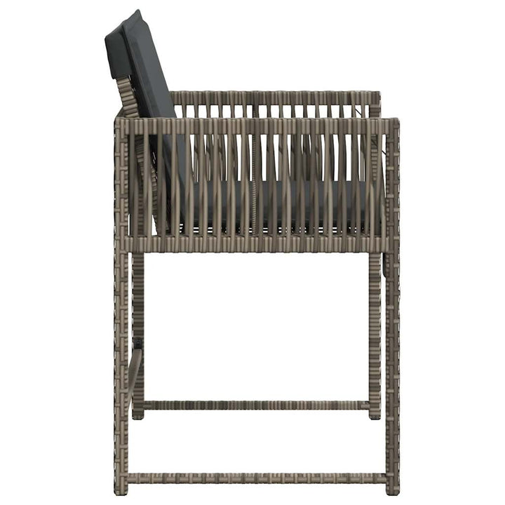 havestole med hynder 4 stk. polyrattan grå