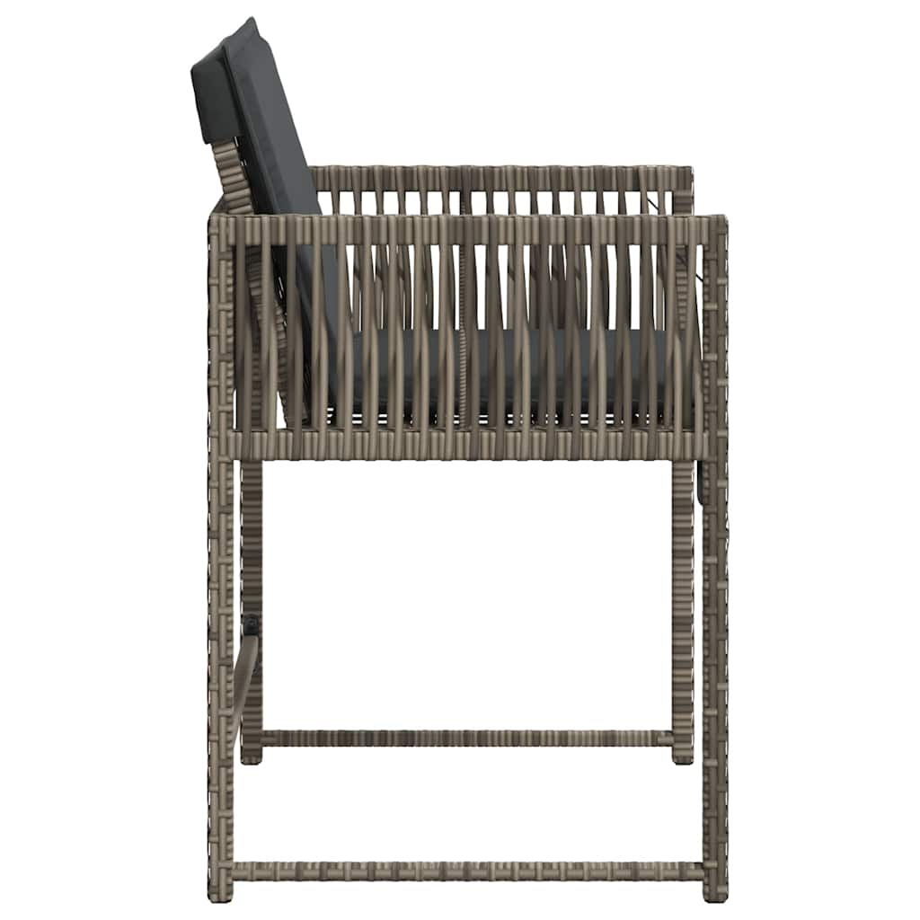 havestole med hynder 4 stk. polyrattan grå