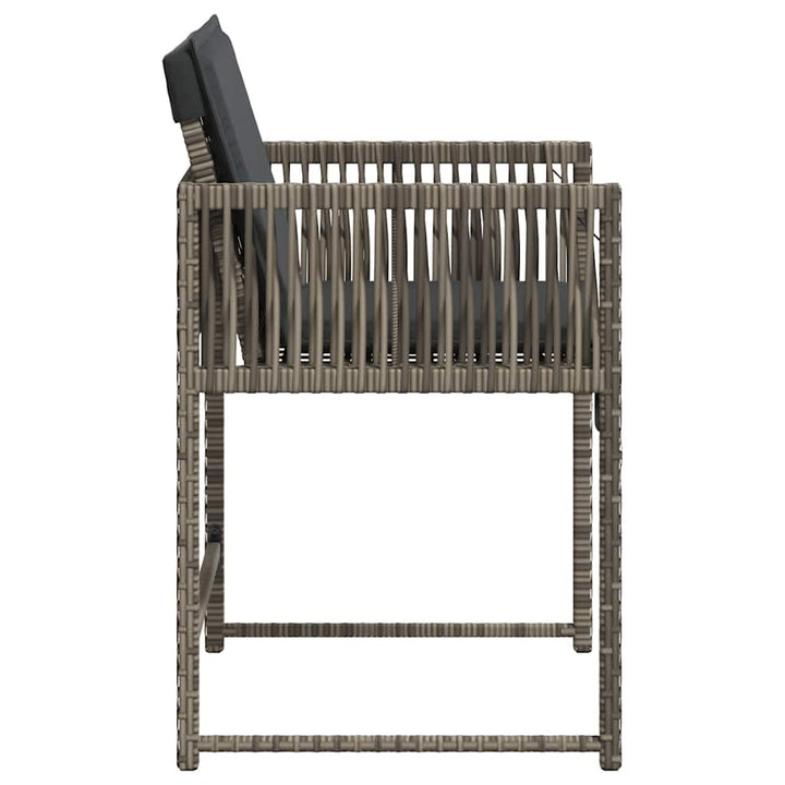 havestole med hynder 4 stk. polyrattan grå