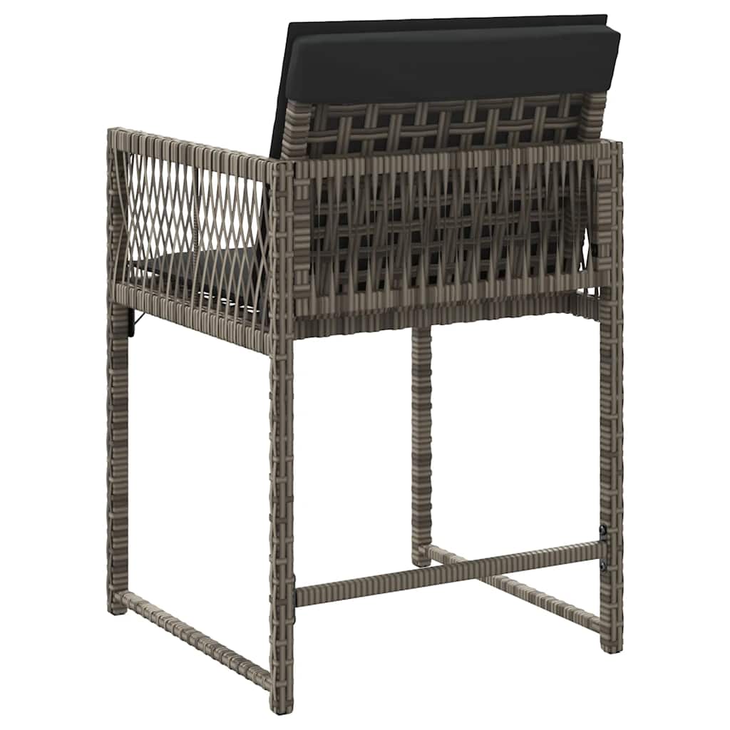 havestole med hynder 4 stk. polyrattan grå