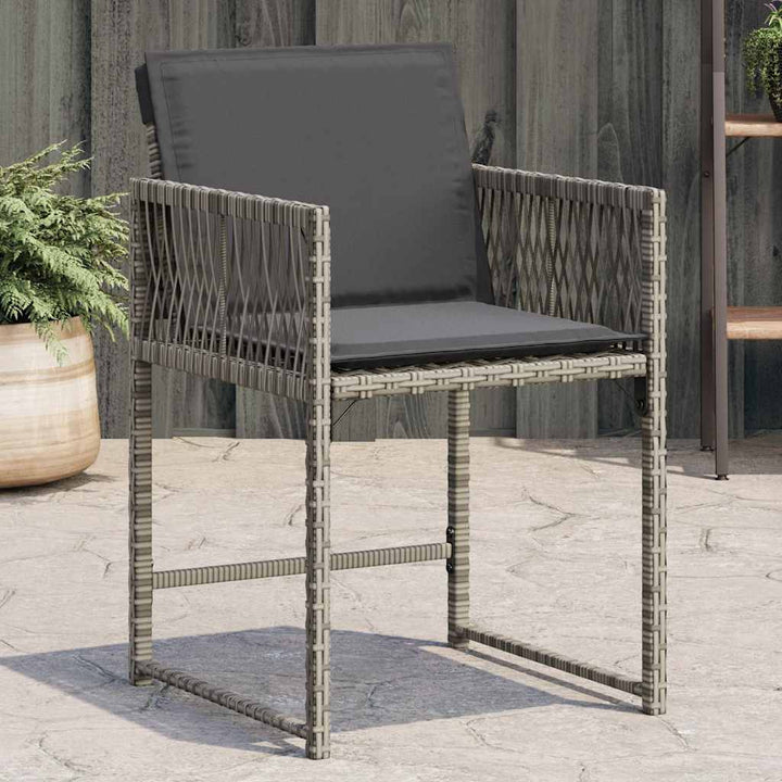 havestole med hynder 4 stk. polyrattan grå