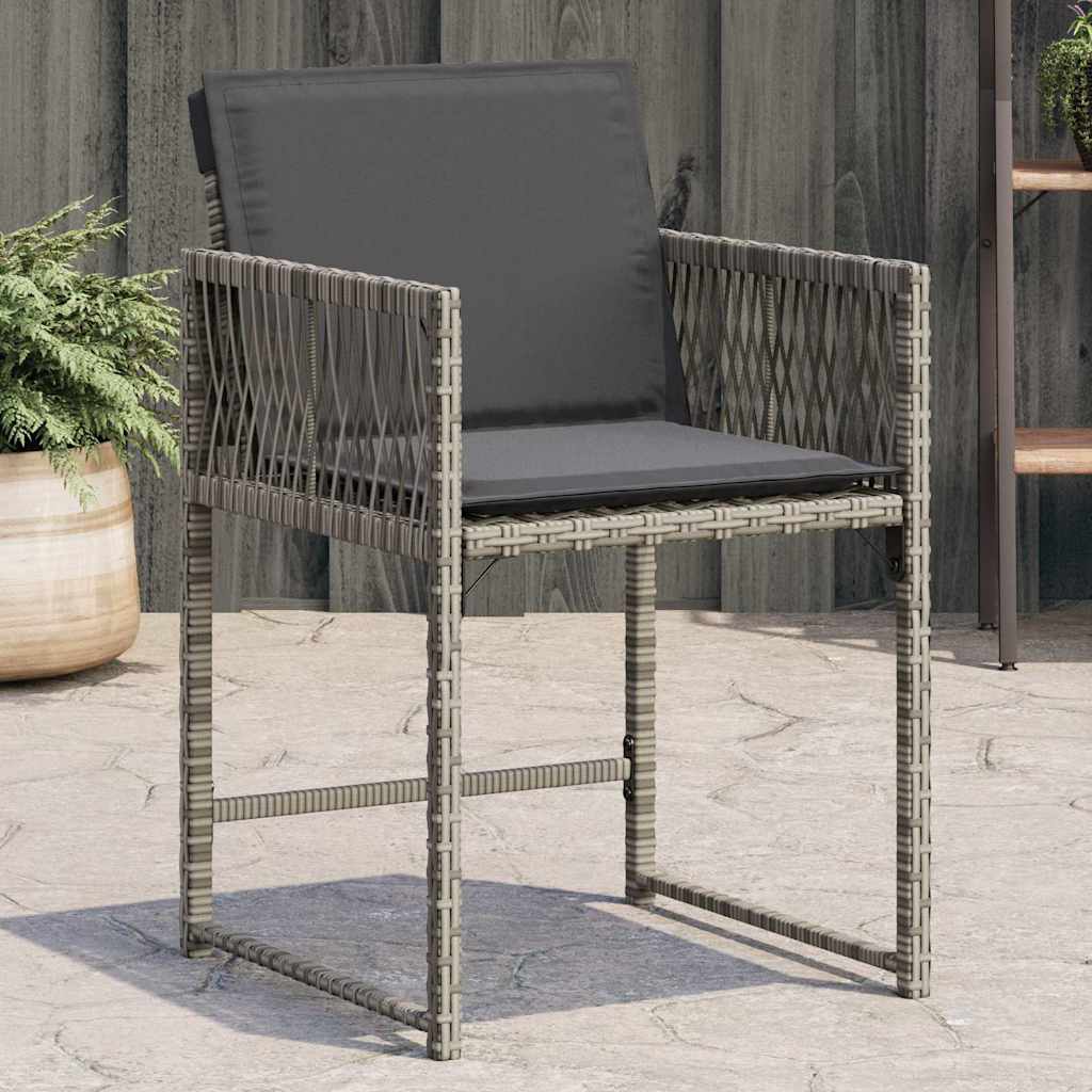 havestole med hynder 4 stk. polyrattan grå