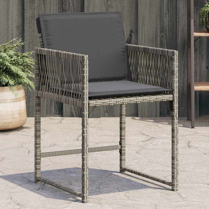 havestole med hynder 4 stk. polyrattan grå