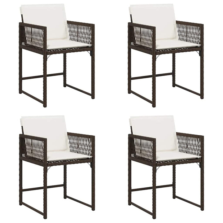 havestole 4 stk. med hynder polyrattan brun