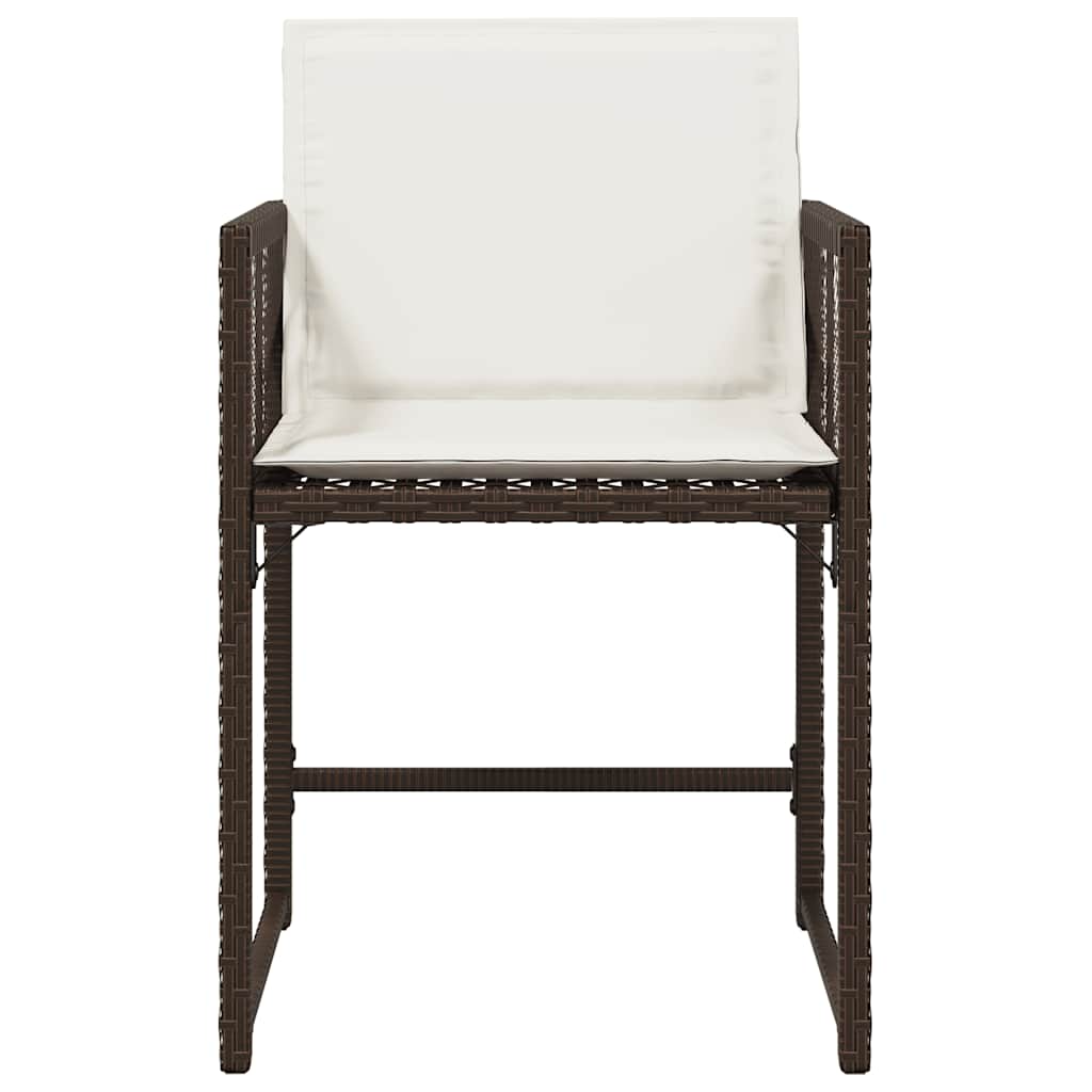 havestole 4 stk. med hynder polyrattan brun