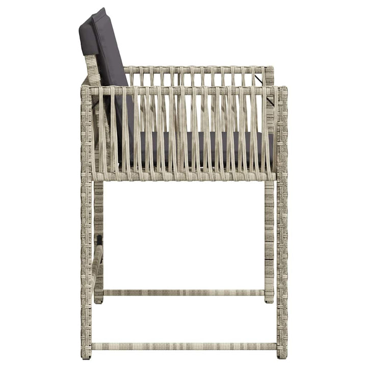 havestole 4 stk. med hynder polyrattan lysegrå