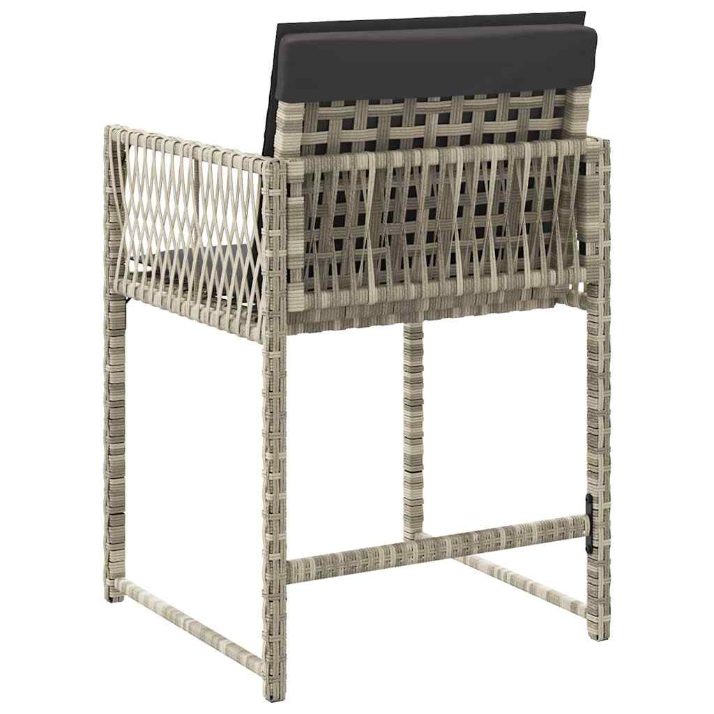 havestole 4 stk. med hynder polyrattan lysegrå